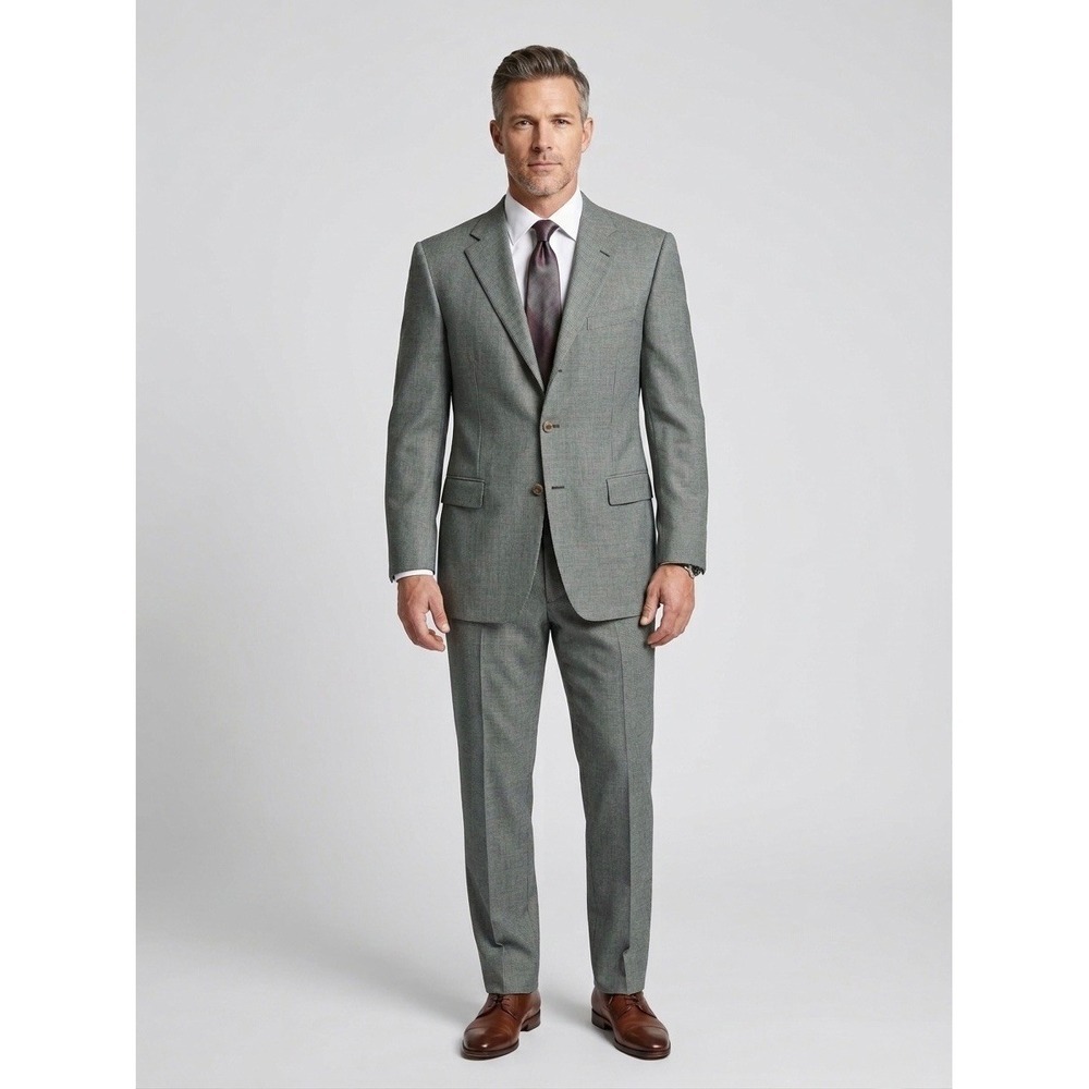 Ermenegildo Zegna High Performance Wool Blazer Green Blue Check 3-Button IT 52